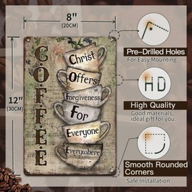 YOYI ART 2pcs Coffee Sign for Wall Decor - Metal Tin Vintage Coffee and Tea Bar Sign for Coffee Station Coffee Corner, Home Bar, Farmhouse and Kitchen Wall Decor Art, Coffee Gifts, 8 x 12 inch