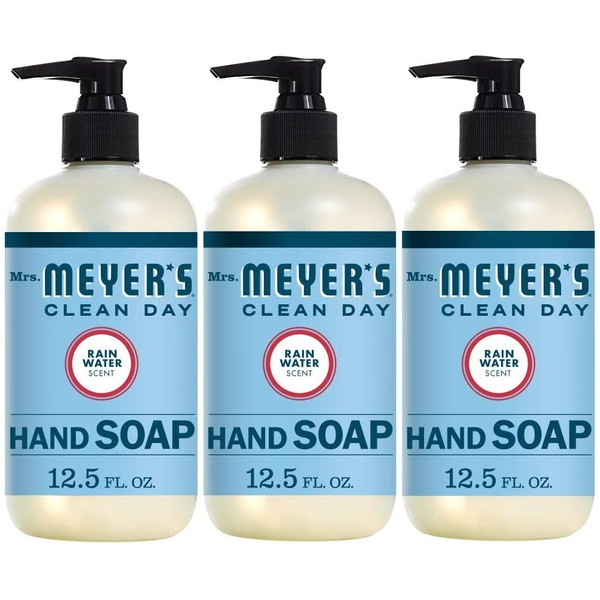 Mrs. Meyer's Clean Day Liquid Hand Soap, Cruelty Free and Biodegradable Formula, Rain Water Scent, 12.5 Oz- Pack of 3