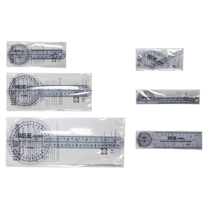 Baseline 12-1028 Plastic Goniometer, 6-piece Set