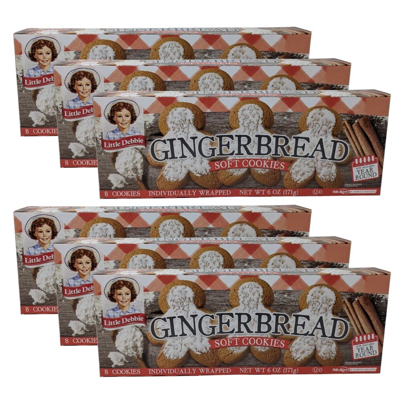 Little Debbie Gingerbread Soft Cookies, 6 Boxes, 48 Individually Wrapped