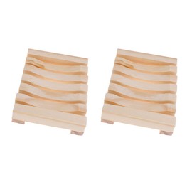 Soap Dishes Rectangle Natural Wood with Drainage Soap Dishes Wooden Soap Dishes for Kitchen Bathroom Sink Light Brown Pack of 2