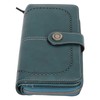 RFID Blocking Leather Wallet Large Capacity Double Snap Button Women