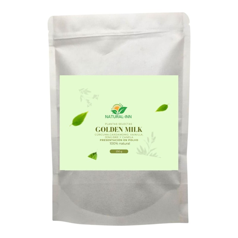 Natural-Inn Golden Milk, Mezcla de Cúrcuma con Cardamomo, Vainilla y