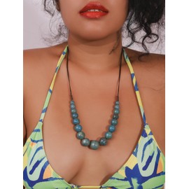 Hanary Hippie Boho Colorful Ceramic Round Beads Strand Necklace, Bohemian Fashion Statement Jewelry Gift for Women