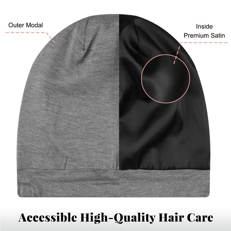 Satin Bonnet for Sleeping, Adjustable Slouchy Sleep Bonnets for Women,