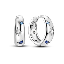 NARMO Earrings for Women 925 Sterling Silver Colourful Heart Hoop Feather Hoop Cross Hoop Small Hoop Earrings Huggie Earrings for Women Hoop Earrings, Sterling Silver, Cubic Zirconia