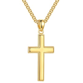 Ursteel Gold Cross Necklace for Men, Mens Cross Chain 18K Gold Plated Cross Necklace for Men 20 Inch Cross Necklace Jewelry Gifts for Men Father Valentines Gifts for Him Chain for Men