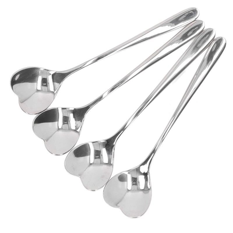 4 Pcs Coffee Stirring Spoons, Stainless Steel Dessert Spoons Heart