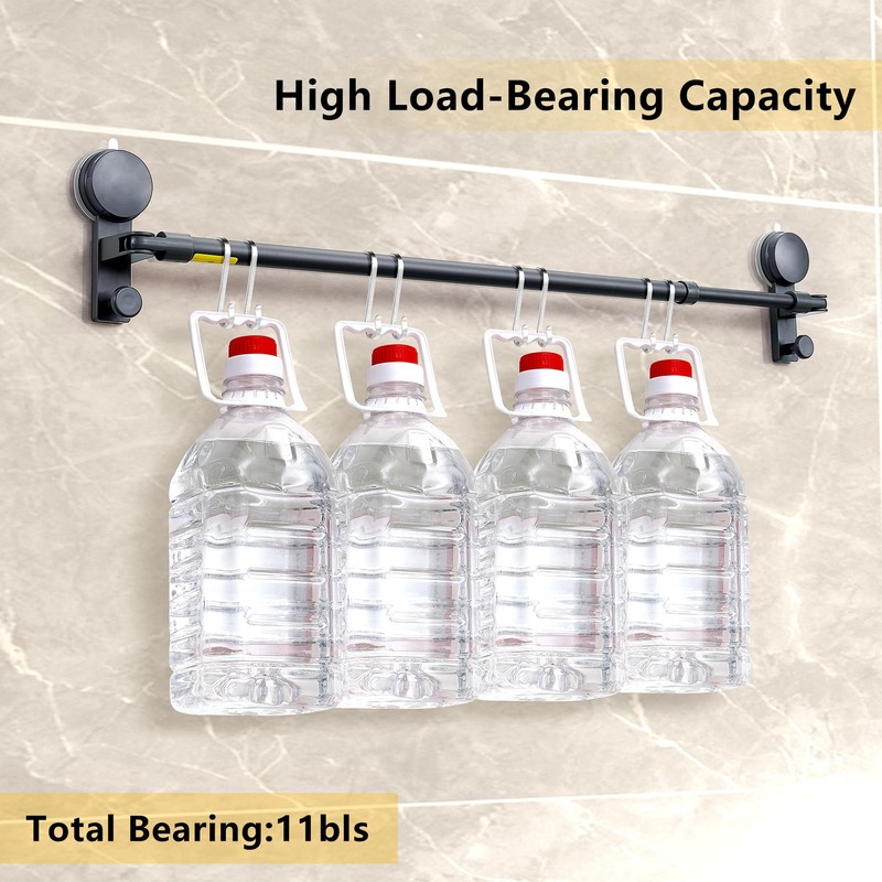 Suction Cup Towel Rack for Bathroom, 19–33 Inch Adjustable No-Drill