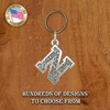 Letter N Keychain, Pewter, L014KC, 1 3/8 inches, 100% American