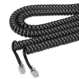 RiteAV - 50ft Phone Modular Telephone LINE Coil HANDSET Cord Black (Fax/Office/PBX/Voip)