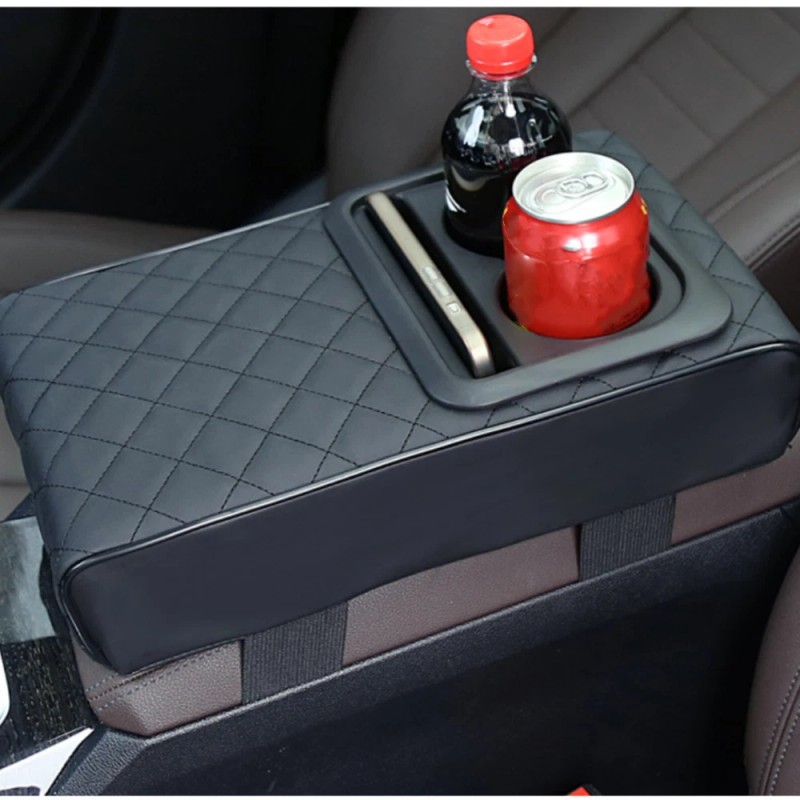 Unbranded Leather Car Center Console Cover with Cup Holders Universal