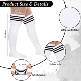 Breathffy 3 Pair Plus Size Thigh High Socks over The Knee for women Plus Size Thick Thighs Stocking for Daily Cosplay Party(White)