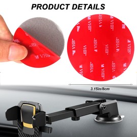 10 Pcs 3.15 Inch Heavy Duty Double Sided Adhesive Pads for Wall Hanging, 8cm Strong Foam Adhesive Mounting Tape Replacement Sticky Pads for Suction Cup Dashboard / Car Bracket, Tack & Removable, Round
