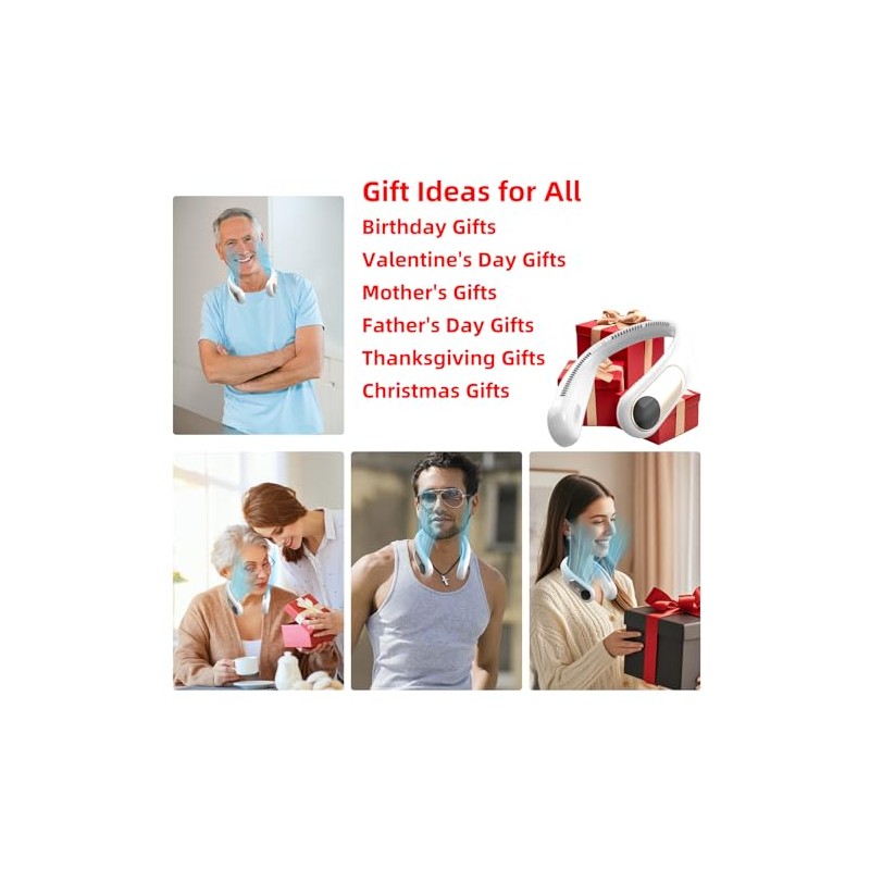 Hands-Free Bladeless Neck Fan with LED Display - 360° Cooling