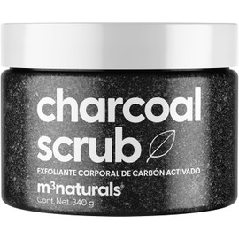 Exfoliante corporal de carbón activado con colágeno y células madres | Exfoliación con sal para tonificar el cuerpo, tratar la celulitis, y suavizar la piel del rostro, los pies y del cuerpo | 453 g