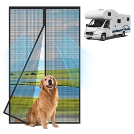 CCBASEBALL Magnetic RV Screen Door Curtain, 33'' x 80' RV Door Mosquito Net Screen, Tear-Resistant Camper Screen Door Mesh Bug Screen for Motorhome,Travel Trailers, Camper