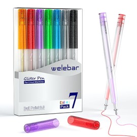 Welebar Glitter Gel Pens for Cricut Maker 3/Maker/Explore 3/Air 2/Air, Set of 7 Assorted Colours, 0.8 Glitter Pens for Writing and Drawing, Compatible with Cricut Cutting Machine