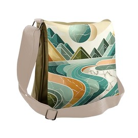Ambesonne Lake Messenger Bag, Mountain Minimal Marble Print, Unisex Cross-body
