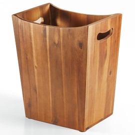 Tidita 2 Gallon Acacia Wooden Bin, Wastebasket – Small Trash Can, Decorative Bathroom Trash Can, Waste Basket for Bedroom, Office Garbage Can, Wood Bathroom Accessories, Boho Bedroom Decor