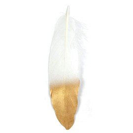 Wrapables® Gold Dipped Feathers, Bohemian Decorations for Weddings, Parties, DIY Art Projects, White