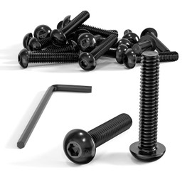 ORTAVA Pack of 20 M4 x 20 round head screws, ISO 7380, flat head screws, hexagon socket carbon steel, full thread with Allen keys