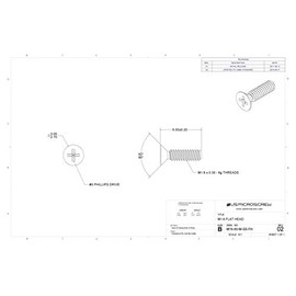 M1.6-0.35 X 6mm Machine Screw Stainless Steel Flat Head Phillips Drive (100 Pcs) - M16-60-M-SS-FH