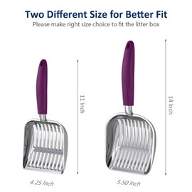 WePet Cat Litter Scoop, Aluminum Alloy Sifter, Kitty Metal Scooper, Deep Shovel, Long Handle, Poop Sifting, Kitten Pooper Lifter, Durable, Heavy Duty, for Litter Box