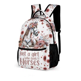 Horse School Backpack for Kids Girls Boys, 16 Inch Cute Horses Themed Bookbag, Personality School Backpack for Students Children, Lightweight, Large Capacity