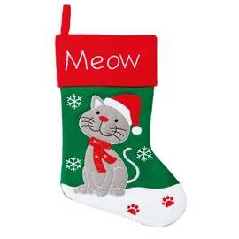 Widdle Gifts Felt Christmas Stocking for Pets 45cm Green and Red Pet Stocking (Cat 3481)
