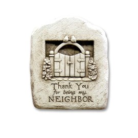 Carruth Studio, Thank You Neighbor Wall Plaque Garden Statue Figurine, Original Sculpture Handcrafted in Stone, Artisan Made