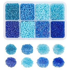 NBEADS 1 Box About 12500pcs 12/0 Ceylon Glass Round Seed Beads, 2mm Loose Spacer Beads Pony Beads with 1mm Hole for DIY Craft Bracelet Necklace Jewelry Making, Blue