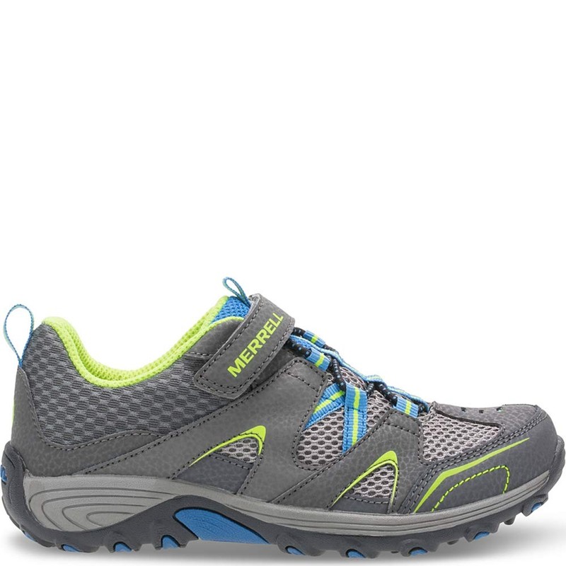 Merrell Kids' Trail Chaser Sneaker, Grey/Blue/Citron, M Big Kid