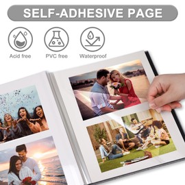 Photo Album Self Adhesive Pages Scrapbook Magnetic Photo Albums with Sticky Pages for 4x6 5x7 8x10 Pictures Books with A Metallic Pen for Baby Family Wedding 11x10.6 Blue 40 Pages