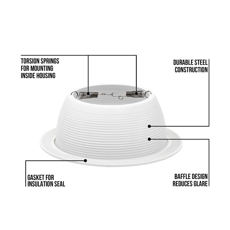 PROCURU [12-Pack] 6" Metal Recessed Can Light Trim Cover, Step