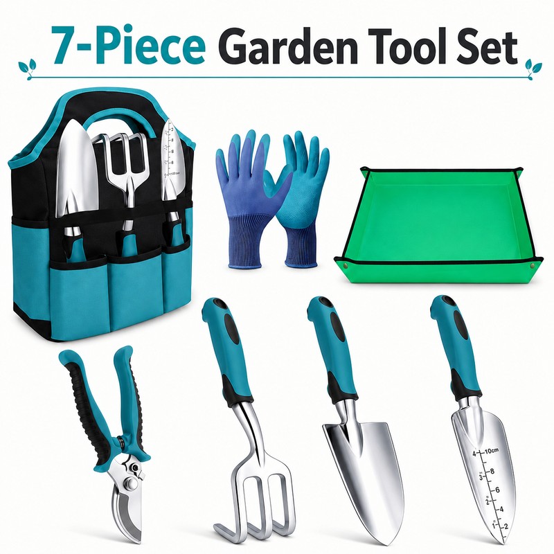 7-Piece Garden Tool Set for Plant Care – Stainless Steel