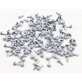 Royee 100 Pcs Mini Brads Fasteners Metal Plated Round Paper Fasteners Brass Pastel for Paper Craft Scrapbooking DIY Art Handmade Project Decorative Supplies (White)