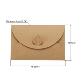 PATIKIL Mini Envelopes, 24 Pack Heart Clasp Tiny Items Storage Cute Present Card Holder for Wedding Greeting Party, Brown