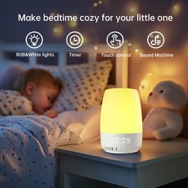 VIPDEER Portable Baby Sound Machine for Sleeping, Touch White Noise Sound Machine with Night Light, 19 Soothing Sleep Sounds, 12 Light Colors & 3 Color Temperatures, Sleep Timer, Travel Companion