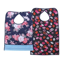 Ejoyous Adult Bibs for Women Men Waterproof PVC Mealtime Bib Double Layer Elder Dinning Clothes Protector Elder Bib Protects Clothes from Spilled Foods, Snap Fastener Design