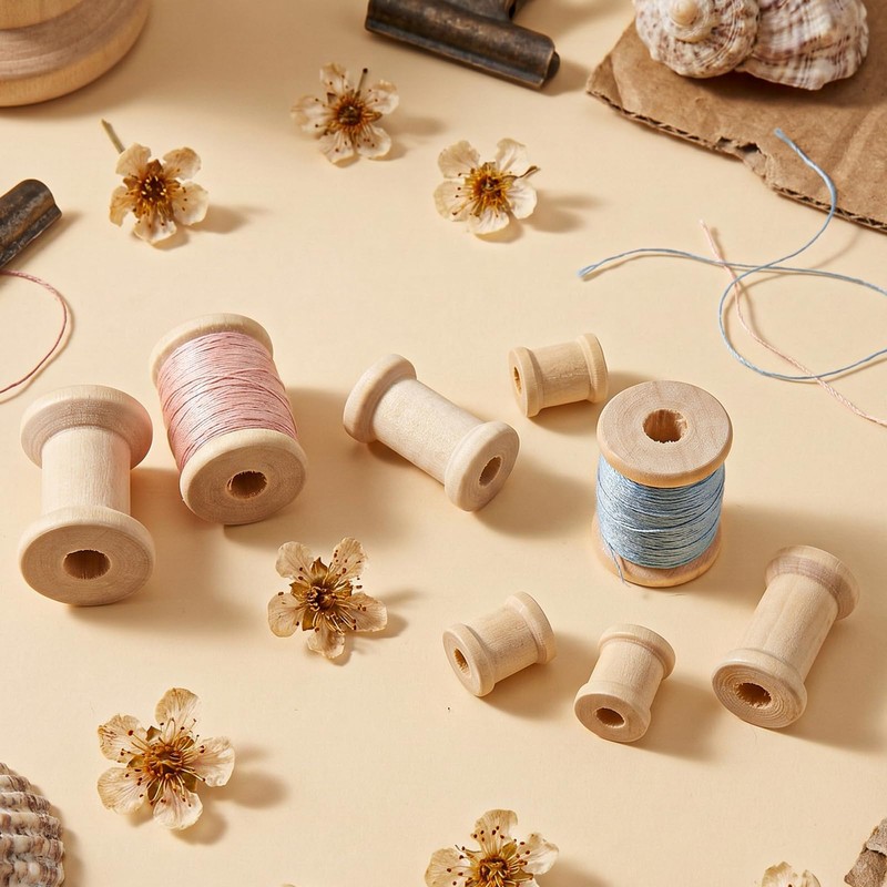 30 PCS Wooden Spools of Crafts, Empty Natural Wood Thread