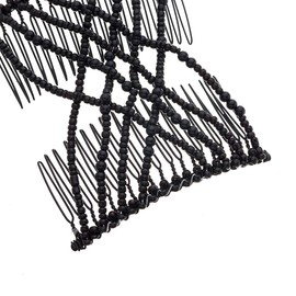 LOVEF Women Hair Metal Combs Bow Magic Bead Stretchy Double jewellery Comb Clip Hairpins Salon Styling Tamer-1Pcs (Coffee)