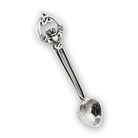 FashionJunkie4Life Sterling Silver Irish Claddagh Salt Spoon | Mini Spoon with Trinity Knot Handle & Heart-Shaped Bowl | 2” Utensil for Dessert, Demitasse, Coffee, Condiments or Salt