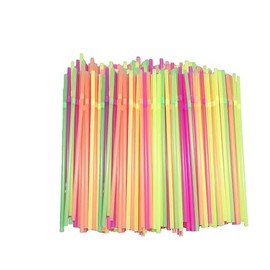 500 Pack Flexible Disposable Plastic Drinking Straws, 8.3" x 0.23" Fluorescent Color Bendable Straws for Parties, Picnics, Home & Travel Use, BPA-Free