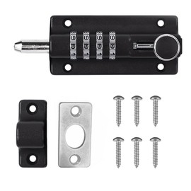 Zasvec Gate Latch with Combination Lock, 1 Set of Latches, Combination Lock, Door Bolt for Flush Doors, Tamper-proof Sliding Latch, 4-Digit Combination Lock, Lock Latch, Door Lock