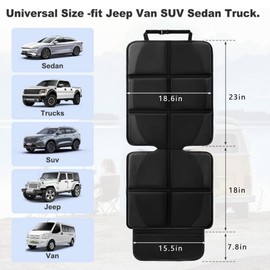 NEWFOM Car Seat Protector for Child Car Seat, 2 Pack Baby Car Seat Covers with Mesh Pockets & Non-Slip Backing 600D Durable Seat Protector Under Baby Car Seat for Car Back Seat (Black, Large)