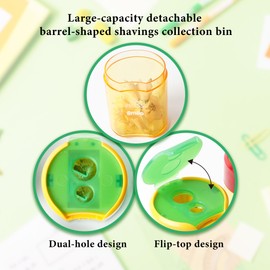 Smilo 4-Pack Dual Hole Pencil Sharpeners – Large Capacity Shavings Container, Manual Sharpener for Standard & Thick Colored Pencils – Bulk Set for School, Office, Artists & Students