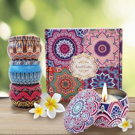 NOT JUST A BOX Decorative Scented Candles Set Mandala Handmade for Living Room Bedroom Dining Room Kitchen Bathroom Wedding Party Home Decoration