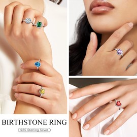 Suplight Sterling Silver Heart Solitaire Ring Adjustable November Birthstone Ring for Women Teen Girls