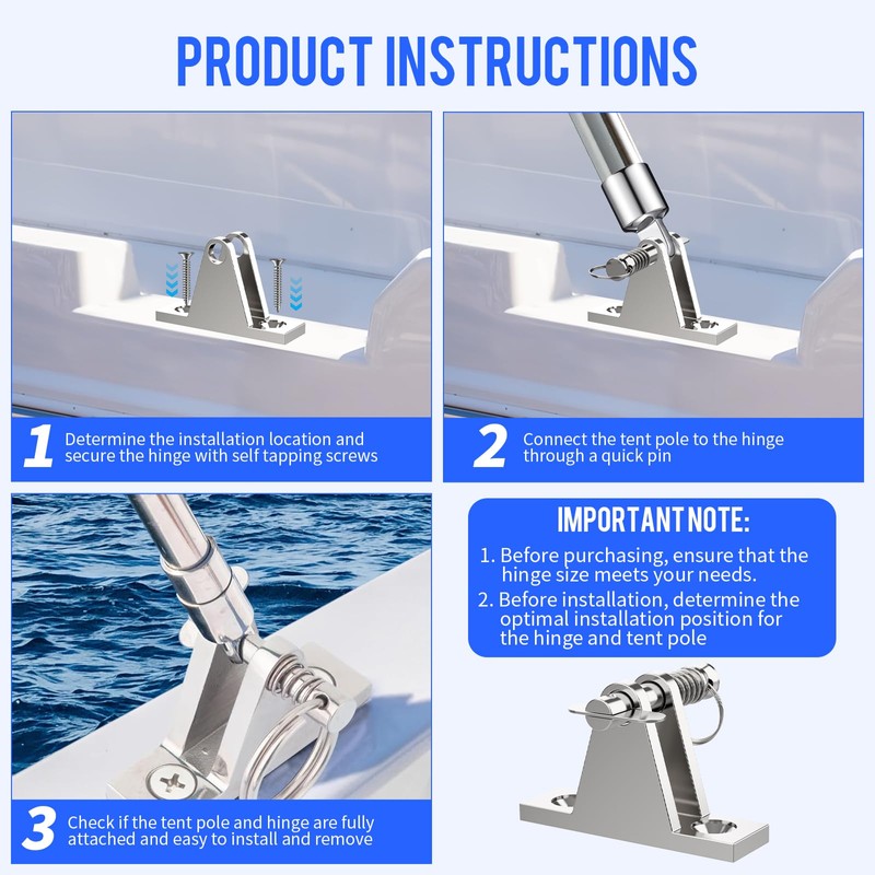 OYMLANX Bimini Top Deck Hinge Kit - 316 Stainless Steel